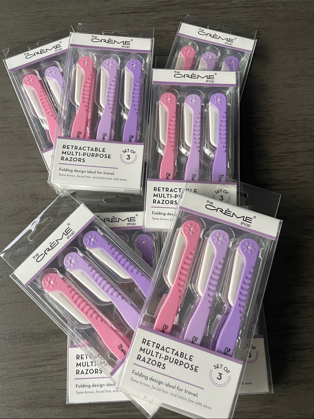 BNIB The Crème Shop Retractable Multi-Purpose Razors (8 Sets of 3)